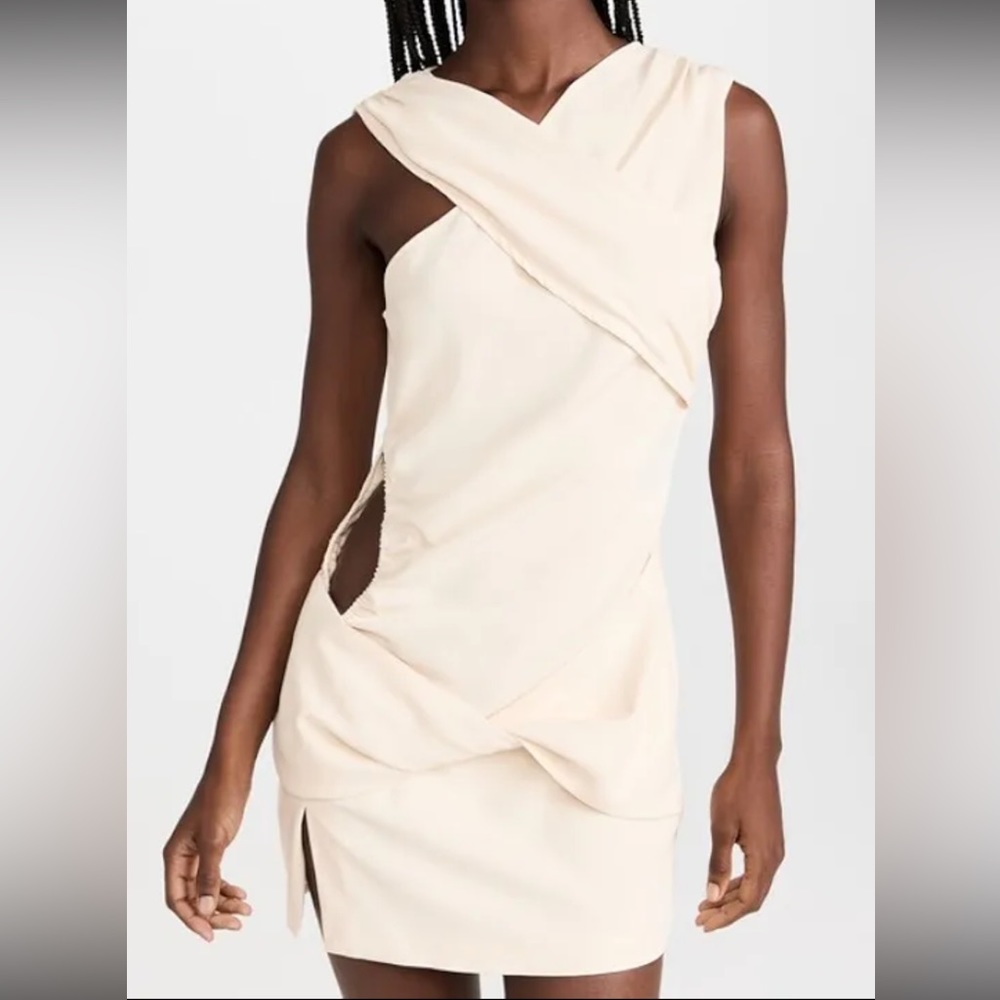 Lioness Revolve High Life Mini Dress Cutout Asymmetric Bone White Small NWT - Picture 2 of 9